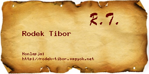 Rodek Tibor névjegykártya